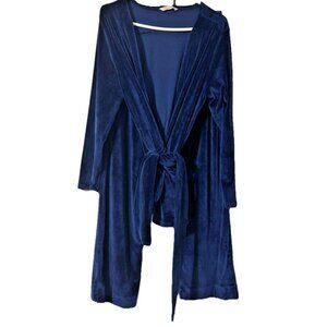 Soft Surroundings Navy Blue Velour Lounge Pants Long Sleeve Cardigan Size Large